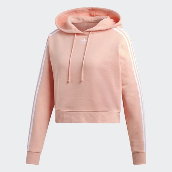 adidas Tops - Adidas Originals Dusty Pink Cropped Hooded Sweatshirt | size LARGE